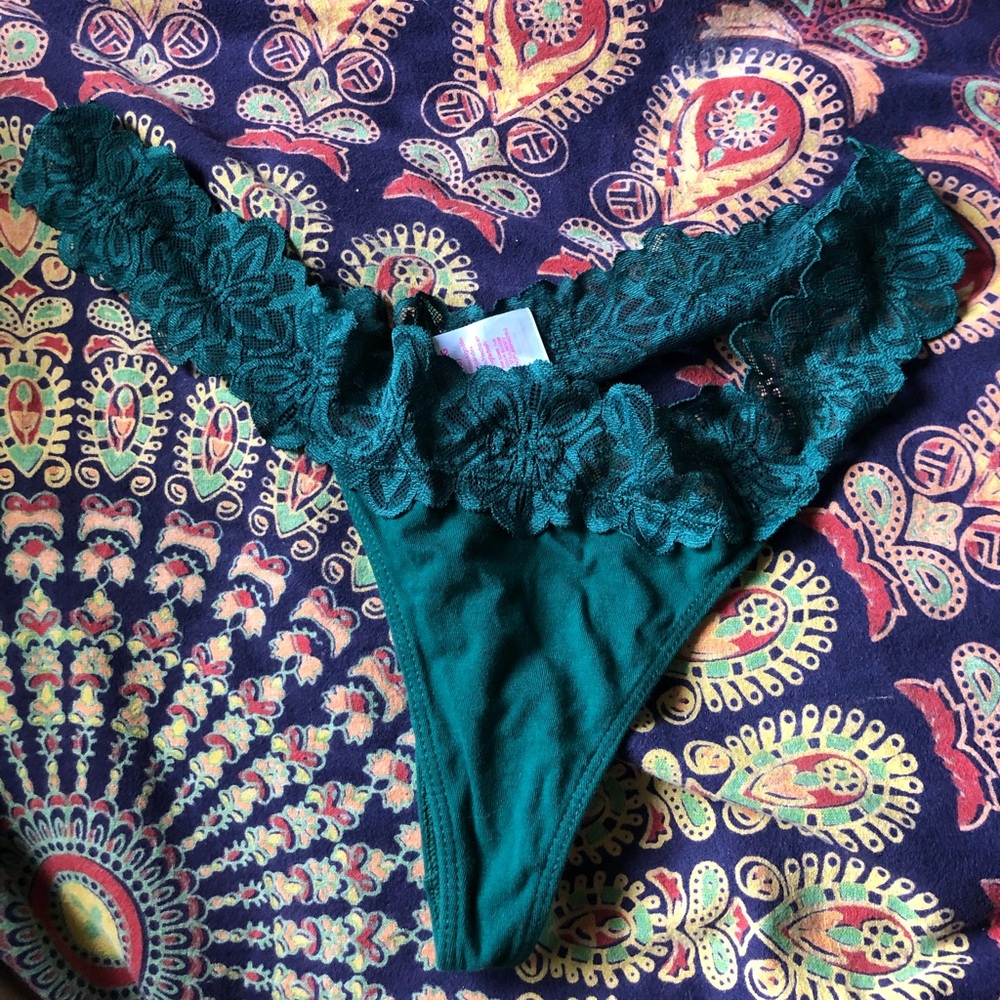 Green lace thong